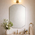 Scalloped Brushed Nickel Bathroom Mirror Decorative Silver Metal Framed Irregular Bathroom Vanity Mirror Wall Mounted 32 x 24''